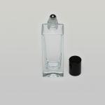 1.7 oz (50ml) Deluxe Tall Slim Square Clear Glass Bottle with Stainless Steel Rollers and Color Caps
