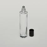 1.7 oz (50ml) Slim Clear Glass Cylinder Bottle (Heavy Base Bottom) with Stainless Steel Rollers and Color Caps