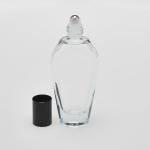 1.7 oz (50ml) Tear-Drop Deluxe Clear Glass Bottle (Heavy Base Bottom) with Stainless Steel Roller and Color Cap