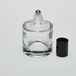 1.7 oz (50ml) Super Deluxe Round Clear Glass Bottle (Heavy Base Bottom) with Stainless Steel Rollers and Color Caps