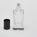 1 oz (30ml) Super Deluxe Square Clear Glass Bottle (Heavy Base Bottom)  with Stainless Steel Roller and Color Cap