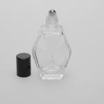 2 oz (60ml) Diamond Cut Clear Glass Bottle with Stainless Steel Rollers and Color Caps