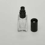 1/4 oz (7.5ml ) Square Curve-Shaped Clear Glass Bottle (Heavy Base Bottom) with Fine Mist Spray Pumps