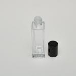 1 oz (30ml) Splash-on Deluxe-Sharp Square Clear Glass Bottle (Semi-Heavy Base Bottom) with Orifice/Color Caps