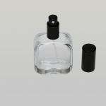 1.7 oz (50ml) Deluxe Rounded-Square Clear Glass Bottle with Fine Mist Spray Pumps